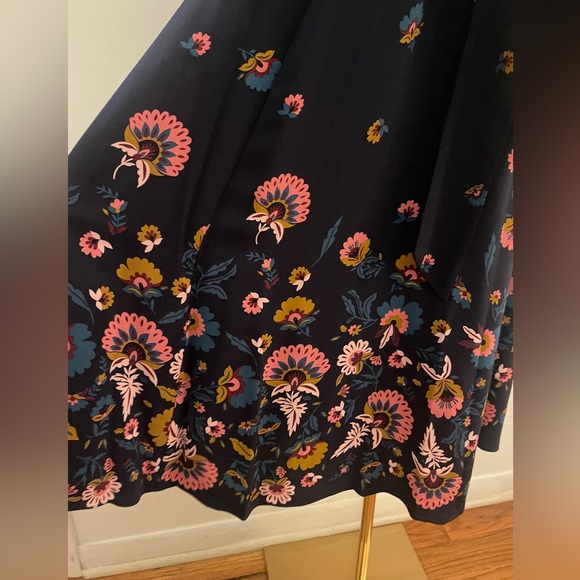 BODEN Emilie V Neck Midi Dress Navy Blue Flourish Pink Floral Size US 8R UK12R - Picture 11 of 16